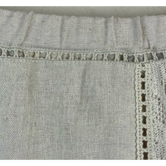 Country Lace Coldwater Creek Linen Blend MIDI Skirt Oatmeal Beige Size PS - Picture 9 of 12
